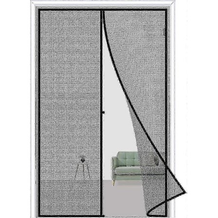 80 x 210 cm Svart Magnetisk Dörrgardin, Insektsavvisande Magnetisk Dörrgardin med Magneter, Ingen Borrning