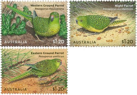 Australien - Papegøjer - Postfrisk sæt 3v