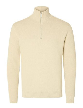 Slhdane Ls Knit Structure Half Zip Noos Cream Selected