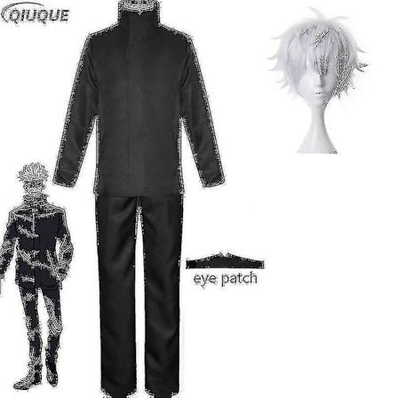 2023 - Anime Jujutsu Kaisen Gojo Satoru Cosplay Kostym Toppar Byxor Ögonlapp Halloween Fest Herr Uniform Peruker - Svart Paket 3 Black Package 3 S