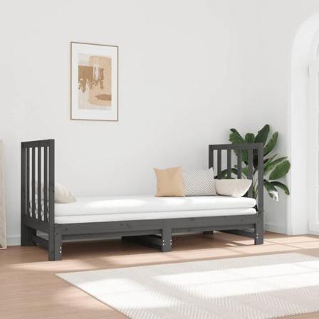 Vidaxl Utdragbar Dagbädd Grå 2x(90x190) Cm Massiv Furu Grå