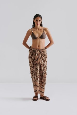 Malina - Beach silk pareo - One Size - Monogram Tan