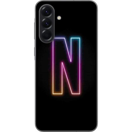 Kompatibel Mobilcover til Samsung Samsung Galaxy A56 Minimalistisk neonbogstav N i farveskiftende lys mod sort baggrund