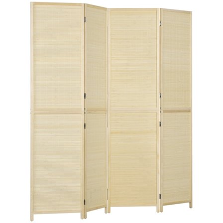 Rootz 4 Panel Bambus Room Divider - Foldeskærm - Privatlivspartition - Øjeblikkelig privatliv - 180 x 180 cm