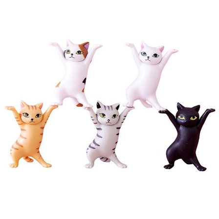 Yaju Dancing Cats And Pen Holder,desk Pen Holder,funny Cat Holder,mini Cat Figure(5pcs-multicolor)