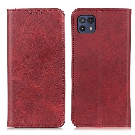 Flip Etui med Pung i ægte Læder til Motorola Moto G50 5G - Rød Red