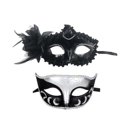 Parmask for par, polyvinylklorid, Halloween-kostyme, Mardi Gras, for par, kvinner og menn, hvit White