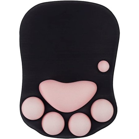 Hiiren alusta kissan tassuilla ja rannetuella, kannettava ergonominen liukumaton pelihiiren alusta rannekipujen lievittämiseen (10,7 x 7,7 x 1,1 