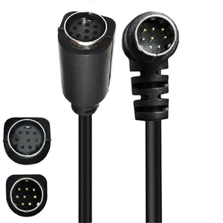 0,5 m DIN 8-pin hann til hunn S-videokabel vinkelkontakt lydvideokabel for dekoderboks - Svart [DB]