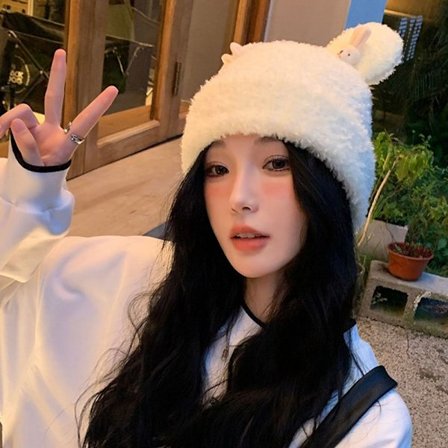 Faux Fur Beanies Hat Strikket Hue HVID