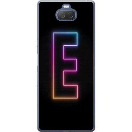 Yhteensopiva Puhelinkuori Sony Sony Xperia 10 Plus Minimalistinen neonkirjain E kirkkaissa väreissä tummaa taustaa vasten modernissa ja tyylikkääs