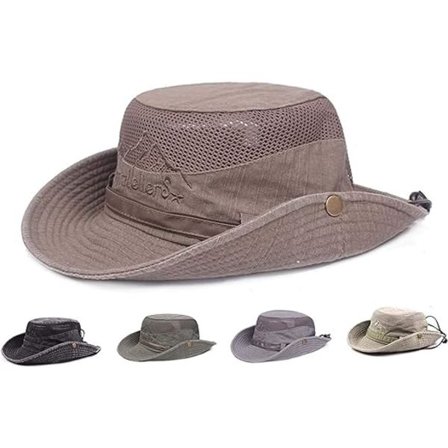 Aurinkolippalakki UV-suojalla, ämpärihattu, rantahattu, safarihattu, taitettava kalastushattu, hengittävällä verkolla ja säädettävällä leukaremmi