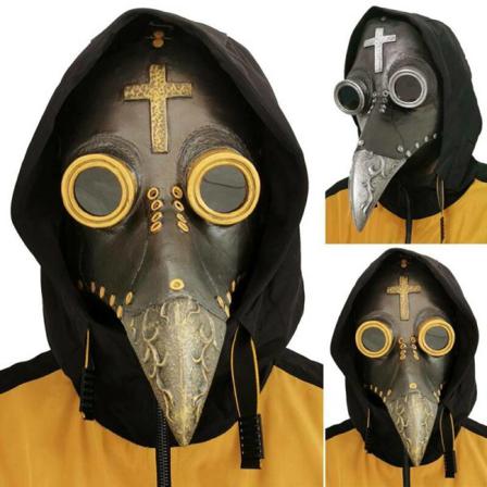 Halloween Kostym Rekvisita Plague Doctor Fågelmask Lång Näsa Näbb