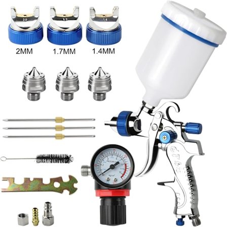 Profesjonell 600cc med 3 dyser 1,4 mm 1,7 mm 2,0 mm, med luftregulator for bil- og møbelmaling