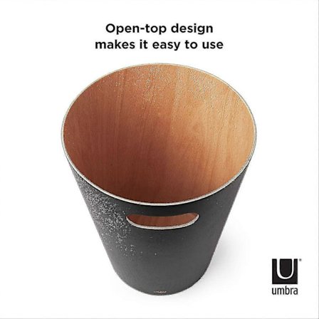 Svart Ren Naturlig Trä Papperskorg