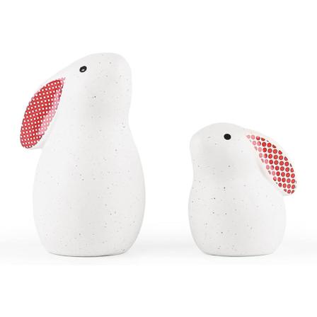 Sæt med 2 dekorative keramikkaniner - Kreative dekorationsfigurer i keramik - Sød dyrekunst - Moderne kunst i porcelæn - Hjemmedekoration - Påskehare