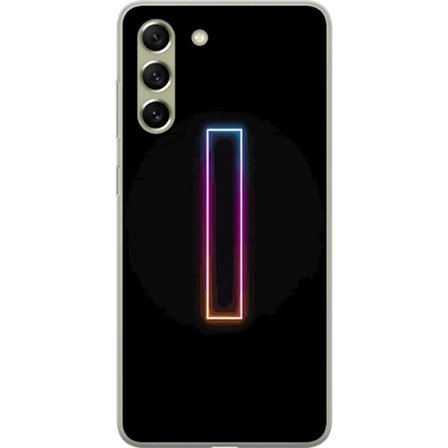 Kompatibel Mobilcover til Samsung Samsung Galaxy S21 FE 5G Minimalistisk neonbogstav I i regnbuefarver mod mørk baggrund