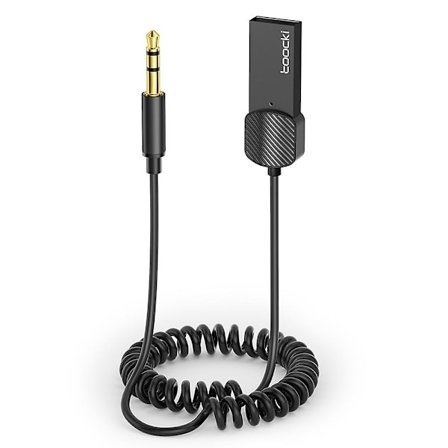 TOOCKI TQ-BT01 Bil Bluetooth 5.0 Adapter Aux USB till 3.5mm Ingångsmottagare - Svart [DB]