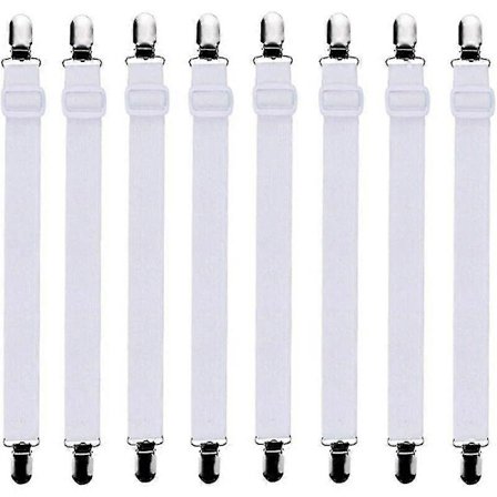 -8 st (30 cm till 120 cm) Justerbara Spända Lakanshållare, Justerbara Spännare, Passar Alla Sängar och Madrasser, Vit