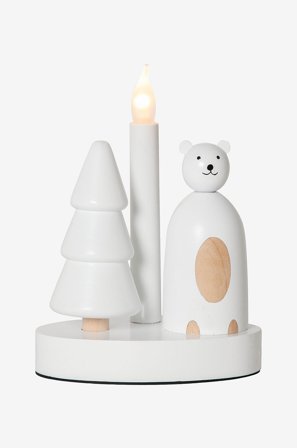 Star Trading - Lysestage Christmas Joy Bjørn - Hvid - Adventslysestager - Fra Homeroom