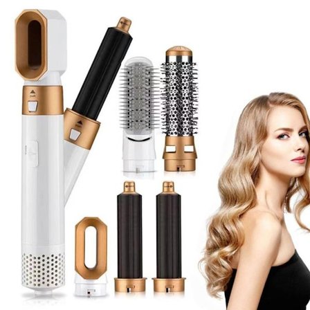 5-in-1 Ilmakiharrin/kuumailmaharja/hiustenmuotoilija ioniominaisuudella – hiustenkuivaaja, kiharrin, volyymiharja ja suoristusharja yhdessä