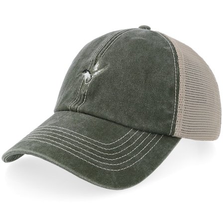 Iconic - Vert trucker Casquette - Green Bird Olive/Stone Vintage Washed Trucker @ Hatstore