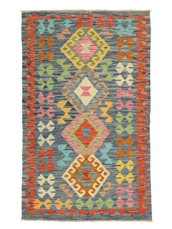 99X157 Tapete Oriental Kilim Afegão Old Style Castanho/Cinza Escuro (Lã, Afeganistão)