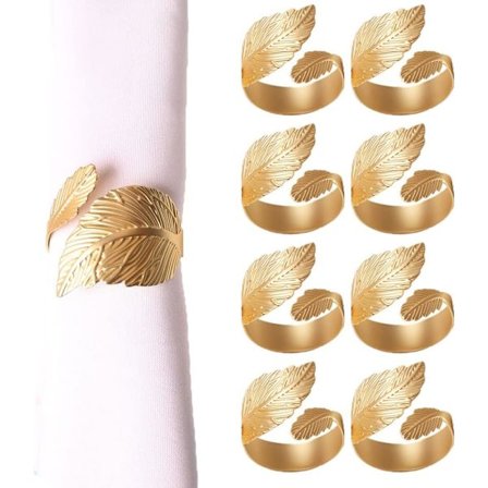 12 stk. servietringe, servietspænde, servietholder i form af blade, håndklædeholder, sæt