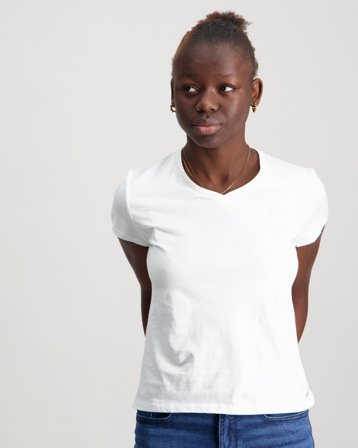 Polo Ralph Lauren Cotton Jersey V-Neck Tee Hvit T-skjorter Jente - Kids Brand Store