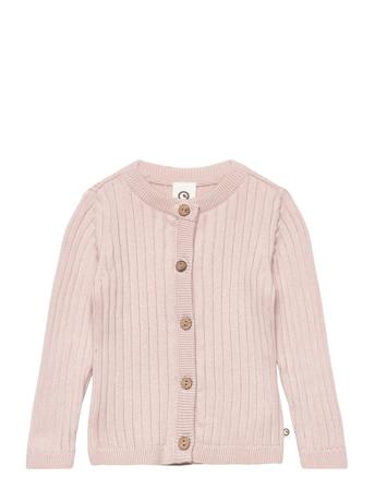 Knit Rib Cardigan Baby Strikkegenser Cardigan Rosa Müsli By Green Cotton*Betinget Tilbud