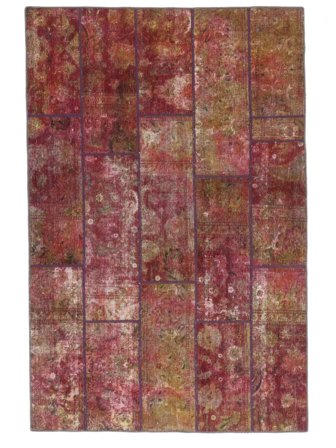 177X270 Tapis Patchwork Moderne Rouge Foncé/Marron (Laine, Perse) Carpetvista