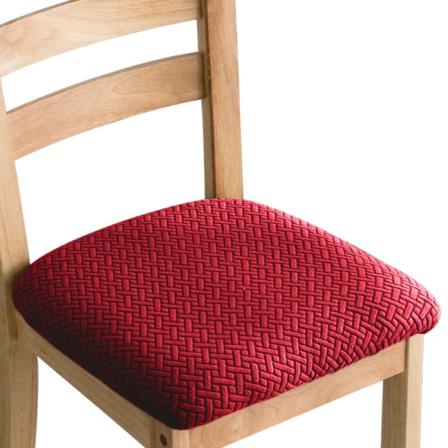 Slitstark stretch Jacquard Matsalsstol Sätesöverdrag Avtagbar Tvättbar Elastisk stoppad Matsalsstol Kudde Slipcover Burgundy