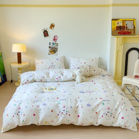 Sängklädesset i Ren Bomull, 4-Delar, 150x200cm