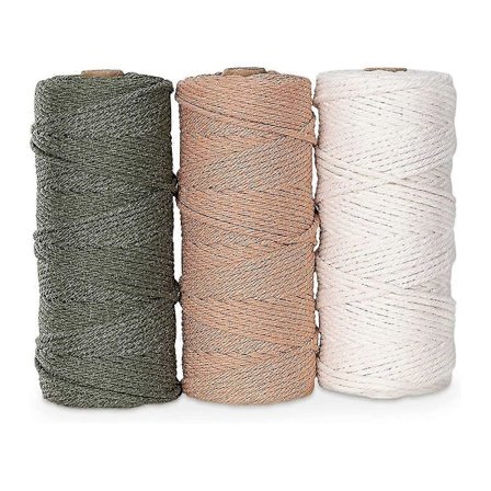 Macrame Garn Sæt Med 3 - Bomuldssnor Til DIY Projekter Vægtæppe Drømmefanger - Bomuldssnor - Hvid O