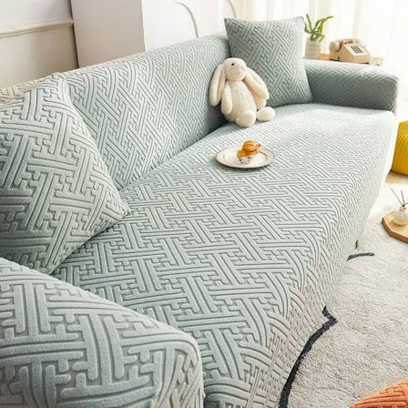Matcha grön; lämplig för fyrsitssoffor 235-300cm | inkluderar 1 prydnadskuddfodral; kattsäkert sofföverdrag, all-in-one universellt dammskydd
