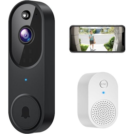 1080p Trådlös videodörrklocka med 2-vägs ljud, smart mänsklig rörelsedetektering, HD-mörkerseende, molnlagring