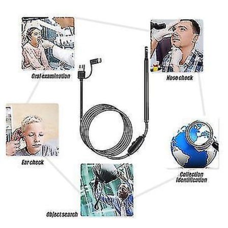 Visual Ear Spoon Hd Professional Ear Endoscope Vuxen Illuminating Otoscope Home (svart)