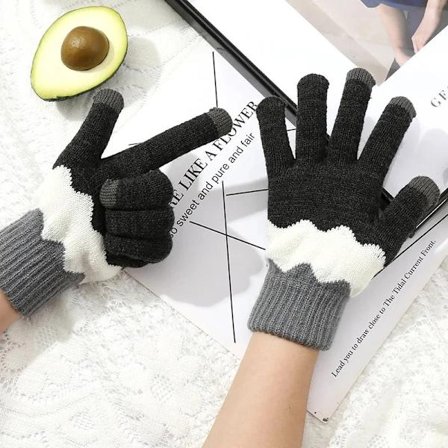 Vinterfortykkede og varme handsker, til kvindelige studerende, søde solsikke strikkede touchscreen-handsker.