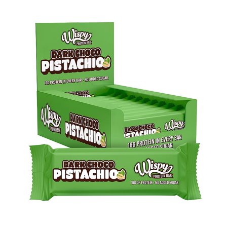 Wispy Nutrition Proteinbar Dark Choco Pistachio 55 g, Sport & Velvære, Protein & Energi, Energi- Og Proteinbarer