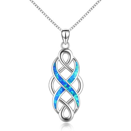 Knude Halskæde Oprettet Opal Vedhæng Sølv Smykker Lmell