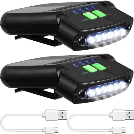 2-pack LED kepsclips, USB-uppladdningsbar, kepsficklampa