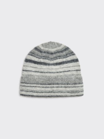 Holzweiler Fluffy Alpaca Stripe Beanie - Grey Stripe - Men's - One size