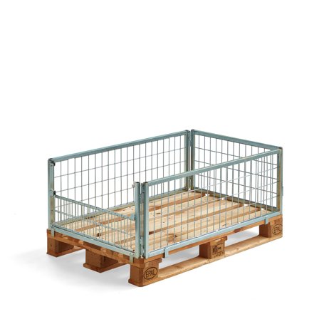 Gitter-Palettenrahmen VOLUME, 1200 x 800 x 400 mm, klappbare Kurzseite