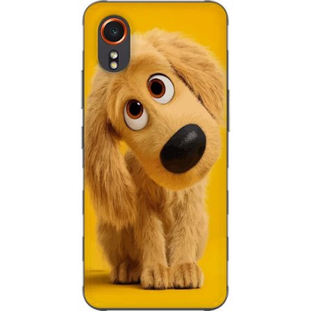 Kompatibelt Mobilskal till Samsung Samsung Galaxy Xcover7 Söt realistisk valp med stora uttrycksfulla ögon på en gul bakgrund, varm färgpalett och