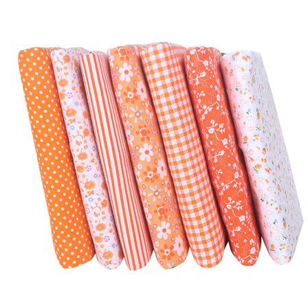 Pakke med 7 stk 50 x 50 cm lappeteppe bomullsstoff DIY håndlaget sying