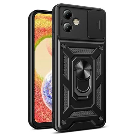 SKALO Motorola Moto G14 Armor hybridi metallirengas kameran liuk Black