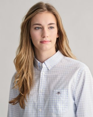 GANT - Gingham poplinskjorte til ungdom, unisex light blue