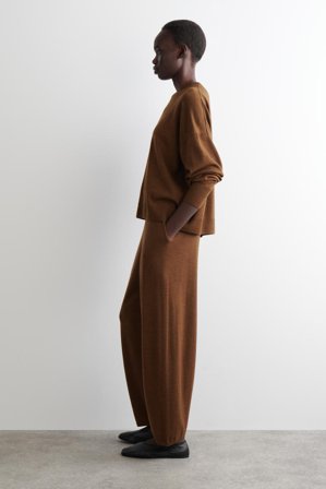 COS Women's Pantaloni Barrel In Lana Merino in Marrone