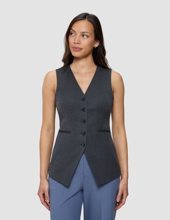 Shaping New Tomorrow - Dame - Skye Vest Long - Charcoal Melange - Størrelse L