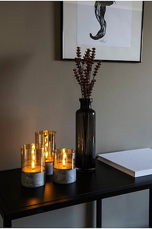 Jotex - Led-ljus Med Glas 15cm Grå/Brun rökig B/O - Köp Led-ljus hos Jotex